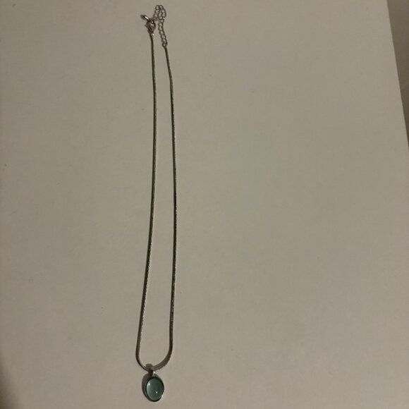 Dainty Blue Water Drop Clavicle Silver Necklace1010 - Picture 1 of 2